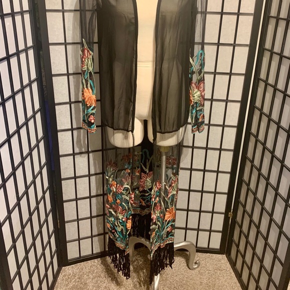 Other - Gorgeous Sheer Embroidered Black Cover-Up